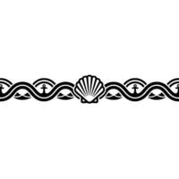 Nautical Border Shell Ship Ornament, Vintage Style vector