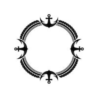 Nautical Circle Frame Anchor Rope Motif, Vintage Style, Marine vector