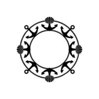 Nautical Circle Frame Anchors, Rope, and Seashells Vintage Style vector
