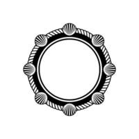 Nautical Circle Frame, Seashell Rope Motif, Shells vector