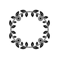 Botanical Circle, Elegant Floral Frame, Minimalist vector