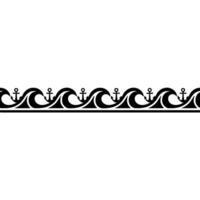 Nautical Border Anchors and Waves in Classic Style vector
