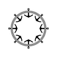 Nautical Anchor Circle, Vintage Maritime Motif, Decorative vector