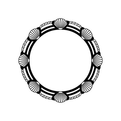 Nautical Circle Frame, Seashell Rope Motif - Shells