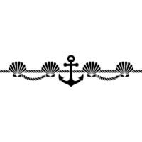 Nautical Charm Anchor, Shells, and Rope Border vector