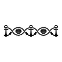 Nautical Border Anchor, Rope, and Seashell Motif - Decorative vector