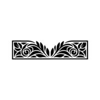 Elegant Black Floral Border, Vintage Element, Monochromatic vector