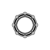 Nautical Shell Frame, Vintage Coastal, Circular vector