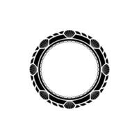 Geometric Shell Frame, Minimalist, Circular Motif - Pattern vector