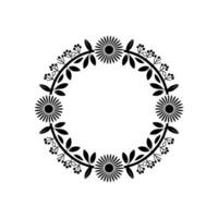 Stylized Floral Wreath, Minimalist , Circular Emblem, Illustration vector