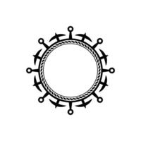 Nautical Circle Frame, Vintage Maritime, Round vector