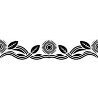 Stylized Wave Border with Sun and Leaf Motifs vector