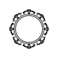 Nautical Circle Frame, Art Deco Style - Shells vector