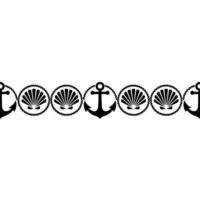 Nautical Motif Anchor Seashell Border vector