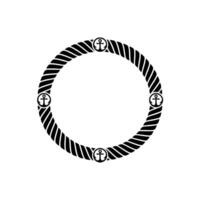 Nautical Rope Border, Anchor Motif, Circular vector