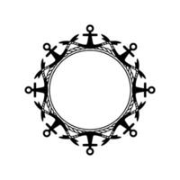 Nautical Anchor Frame, Vintage Maritime - Linear vector