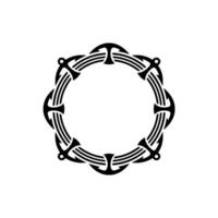 Nautical Tribal Frame Circular Anchor Motif vector