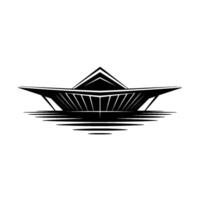 Minimalist Boat Silhouette, Water Reflection Emblem vector