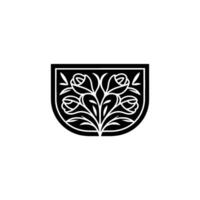 Intricate Floral Shield Emblem, Vintage Style vector