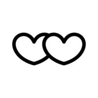 two hearts icon, black and white, on a white background vector