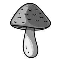 Stylish grayscale illustration of a single mushroom with a textured cap and a smooth stem, ideal for design projects needing a nature-inspired element. vector