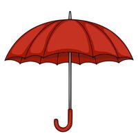 A illustration of a classic red umbrella with a curved handle, detailed design, isolated on white background. vector