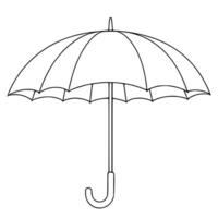 Elegant illustration of a closed umbrella with a curved handle, depicted in a minimalist line art style, perfect for design projects needing a simple yet sophisticated weather-related element. vector