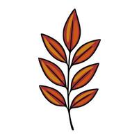 Autumnal Illustration of a stylized branch with seven orange and red leaves, perfect for fall-themed designs. vector