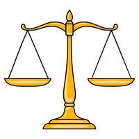 Golden Illustration of Scales of Justice with a Unique Design, Featuring a Pointed Top and Bold Outlines. vector
