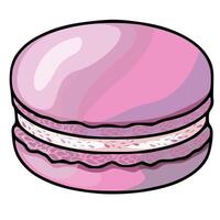 illustration of a single pink macaron with a detailed, textured design, showcasing a unique blend of soft and bold colors, ideal for bakery branding or dessert-themed projects. vector