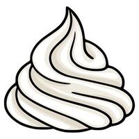 Whipped Cream Illustration A stylized graphic of a single dollop of whipped cream, featuring bold black outlines and subtle beige shading for a creamy texture. vector
