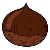 A detailed illustration of a single chestnuts, showcasing its rich brown hues and textured shell, perfect for autumnal designs or food-related projects. vector