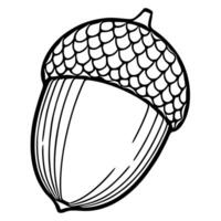 Detailed illustration of an acorn with a textured cap, showcasing intricate line art and a unique, stylized design ideal for autumn-themed projects. vector