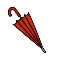 A illustration of a stylish red umbrella with a curved handle, depicted in a simple, cartoonish style, perfect for autumnal designs or weather-related projects. vector