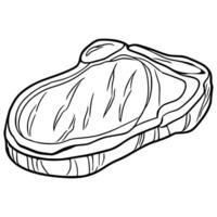illustration of a single, detailed steak, drawn in a handdrawn style with bold black lines on a white background, showcasing the marbling and texture of the meat. vector