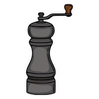 A illustration of a vintagestyle pepper grinder, meticulously detailed with a dark gray body and a brown wooden handle, perfect for culinary designs or retrothemed projects. vector