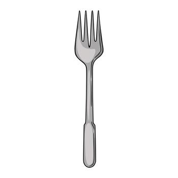 A illustration of a simple, elegant silver fork, perfect for menu design or culinarythemed projects. vector