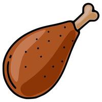 Delicious illustration of a roasted chicken leg with a detailed bone and subtle texture, perfect for food blogs, menus, or recipe websites. vector