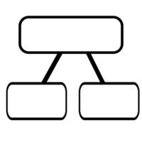 Abstract illustration of a hierarchical structure represented by three interconnected rounded rectangular shapes, featuring bold black outlines against a white background, suitable for organ... vector