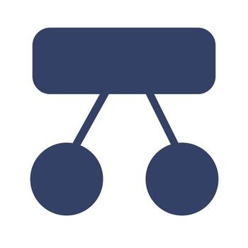 A simple illustration of a flowchart element featuring a rectangular node connected to two circular nodes, rendered in a muted blue hue, ideal for presentations and diagrams. vector