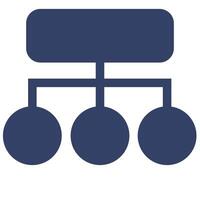 Abstract illustration of a hierarchical structure with rounded shapes, representing a network or organizational chart, in a dark blue color palette. vector