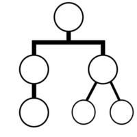 Abstract illustration of a hierarchical structure represented by interconnected circles, suitable for organizational charts, flowcharts, or network diagrams. vector