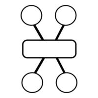 Abstract illustration of a minimalistic network structure with four nodes connected to a central rectangular element, featuring bold black lines on a white background. vector