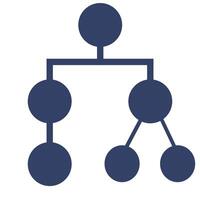 Abstract illustration of a hierarchical structure represented by interconnected circles in a dark blue shade, symbolizing a network or organizational chart. vector