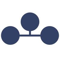 Abstract illustration of a simple connection scheme with three circles, representing a network or hierarchy, in a dark blue color palette. vector