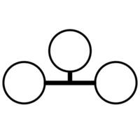 Abstract illustration of three interconnected circles, symbolizing connection, network, or teamwork, with a minimalist bold black line style. vector