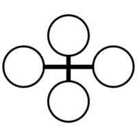 Abstract illustration of four interconnected circles forming a unique geometric pattern, ideal for design projects needing a minimalist and symbolic representation. vector