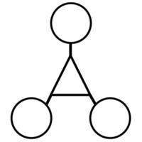 Abstract illustration of a minimalistic design featuring three circles connected by a triangle, symbolizing network, connection, or unity. vector