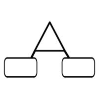 Abstract illustration of a minimalistic flowchart with a triangle connecting two rectangular boxes, symbolizing a process or decisionmaking pathway. vector