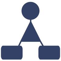 Abstract illustration of a hierarchical structure represented by a circle on top of a triangle, connected to two rounded rectangles below, symbolizing a simple organizational chart or decisi... vector